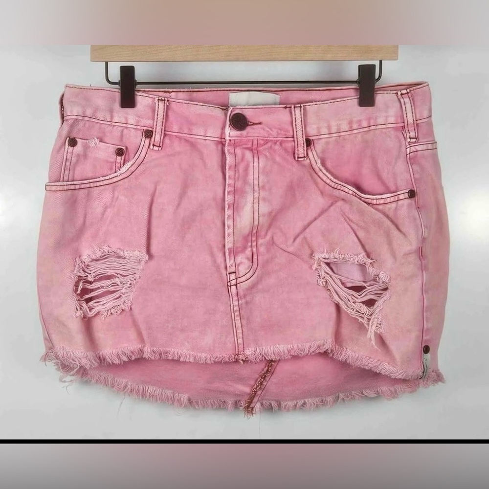 One Teaspoon Pink Distressed Skirt SZ 29